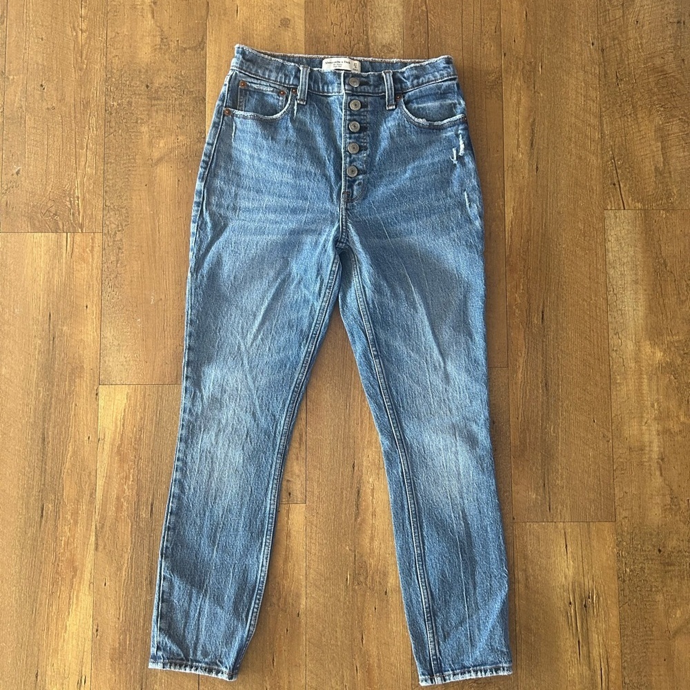 Abercrombie & Fitch High Rise Button Fly Skinny Jeans 27/4 Classic Medium Wash